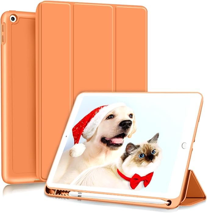 Printme Case for iPad 9th/8th/7th Generation 10.2 inch, Slim Lightweight Trifold Stand Smart Case with Pencil Holder, Auto Sleep/Wake Soft TPU Back Cover for iPad 10.2 2021/2020/2019 (Black)