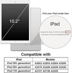 Printme Case for iPad 10.2-Inch (9th/8th/7th Generation, 2021/2020/2019) with Pencil Holder, Clear Transparent Back Shell Slim Stand Shockproof Tablet Cover, Auto Wake/Sleep (Black)
