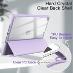 Printme Case for iPad 10.2-Inch (9th/8th/7th Generation, 2021/2020/2019) with Pencil Holder, Clear Transparent Back Shell Slim Stand Shockproof Tablet Cover, Auto Wake/Sleep (Black)