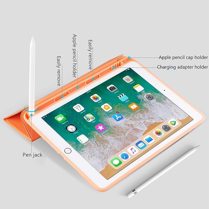 Printme Case for iPad 9th/8th/7th Generation 10.2 inch, Slim Lightweight Trifold Stand Smart Case with Pencil Holder, Auto Sleep/Wake Soft TPU Back Cover for iPad 10.2 2021/2020/2019 (Black)