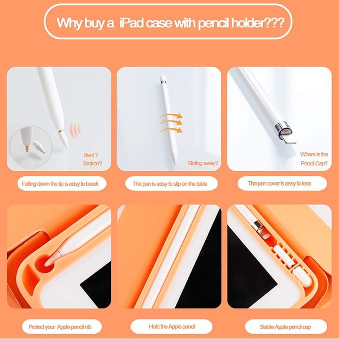 Printme Case for iPad 9th/8th/7th Generation 10.2 inch, Slim Lightweight Trifold Stand Smart Case with Pencil Holder, Auto Sleep/Wake Soft TPU Back Cover for iPad 10.2 2021/2020/2019 (Black)