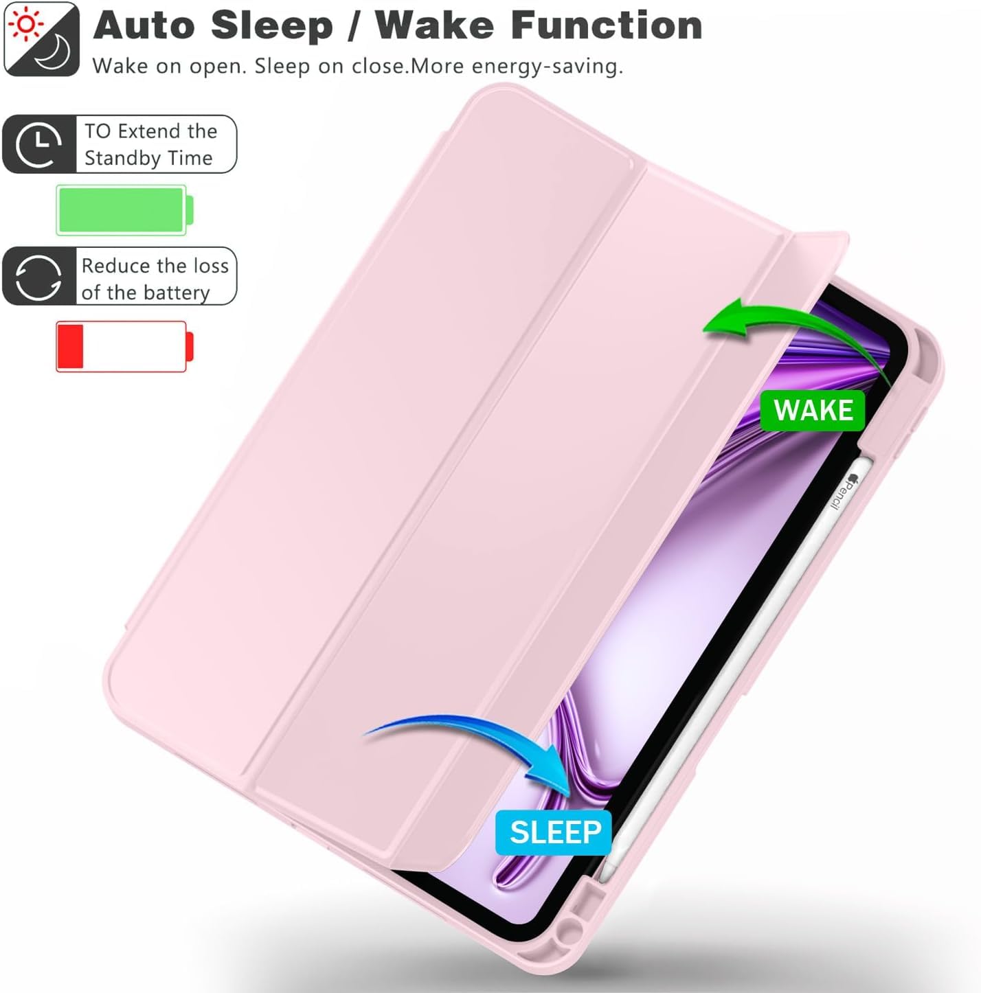Printme for iPad Air 13 Inch Case M3 (2025), M2 (2024), iPad Pro 12.9 (2022/2021, 6th/5th/4th Gen), Trifold Stand Case, Supports Pencil, Touch ID and Auto Wake/Sleep (Dark Blue)