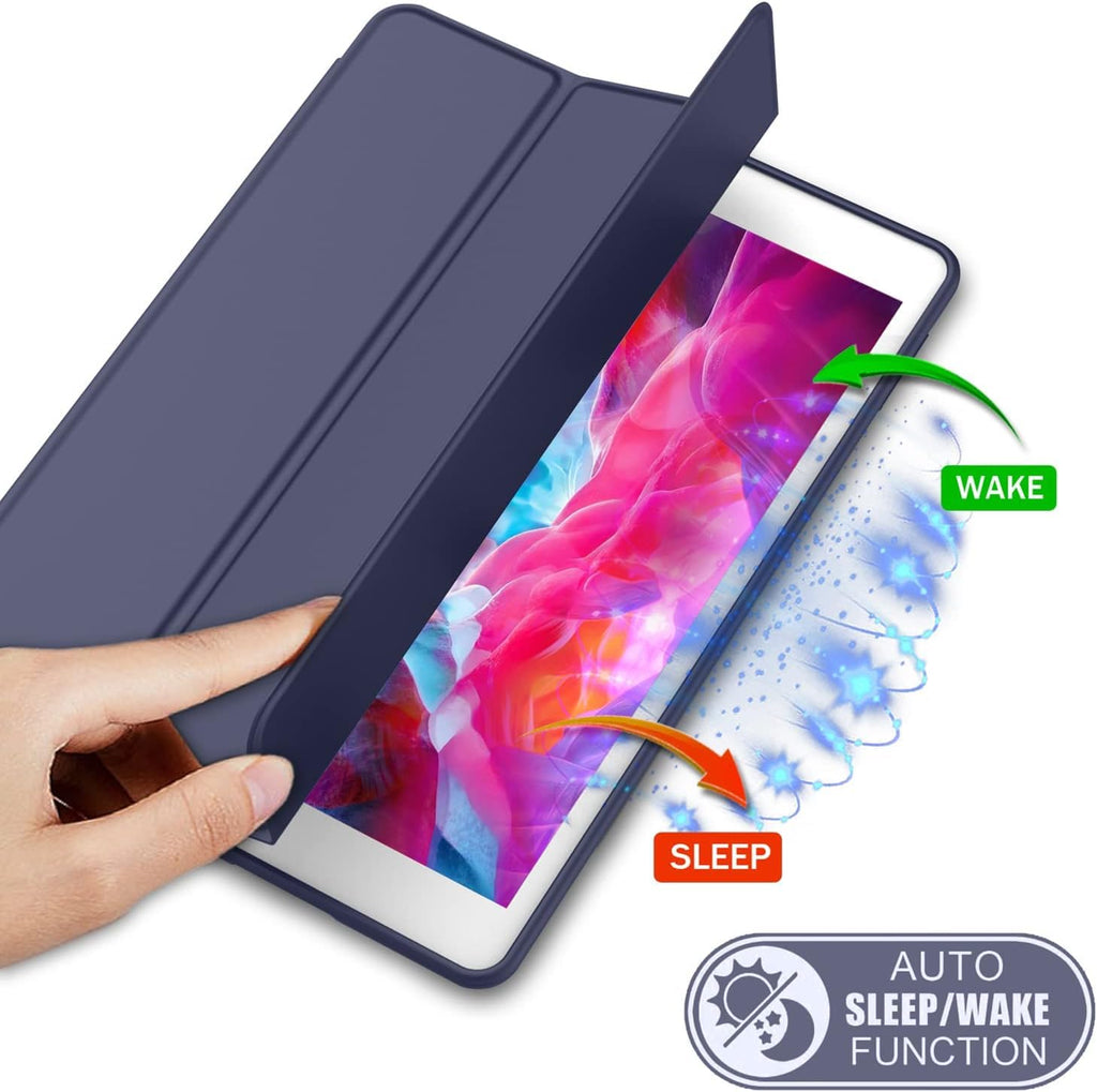 Printme Case for iPad 9th/8th/7th Generation 10.2 inch, Slim Lightweight Trifold Stand Smart Case with Pencil Holder, Auto Sleep/Wake Soft TPU Back Cover for iPad 10.2 2021/2020/2019 (Black)