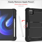 Printme for iPad Air 13 Inch Case M2 (2024), iPad Pro 12.9 (2022/2021, 6th/5th/4th Gen), Rugged Tough Armour Defender Case, Supports Pencil, Support Touch ID (Black)