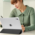 Printme Clear Case for iPad 11-Inch A16 11th Gen / 10.9" 10th Gen – Transparent TPU Back Cover with Pencil Holder, Slim Folio Trifold Stand, Auto Sleep/Wake Protective Case (2025/2022) (Black)