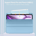 Printme for iPad Air 13 Inch Case M3 (2025), M2 (2024), iPad Pro 12.9 (2022/2021, 6th/5th/4th Gen), Trifold Stand Case, Supports Pencil, Touch ID and Auto Wake/Sleep (Dark Blue)