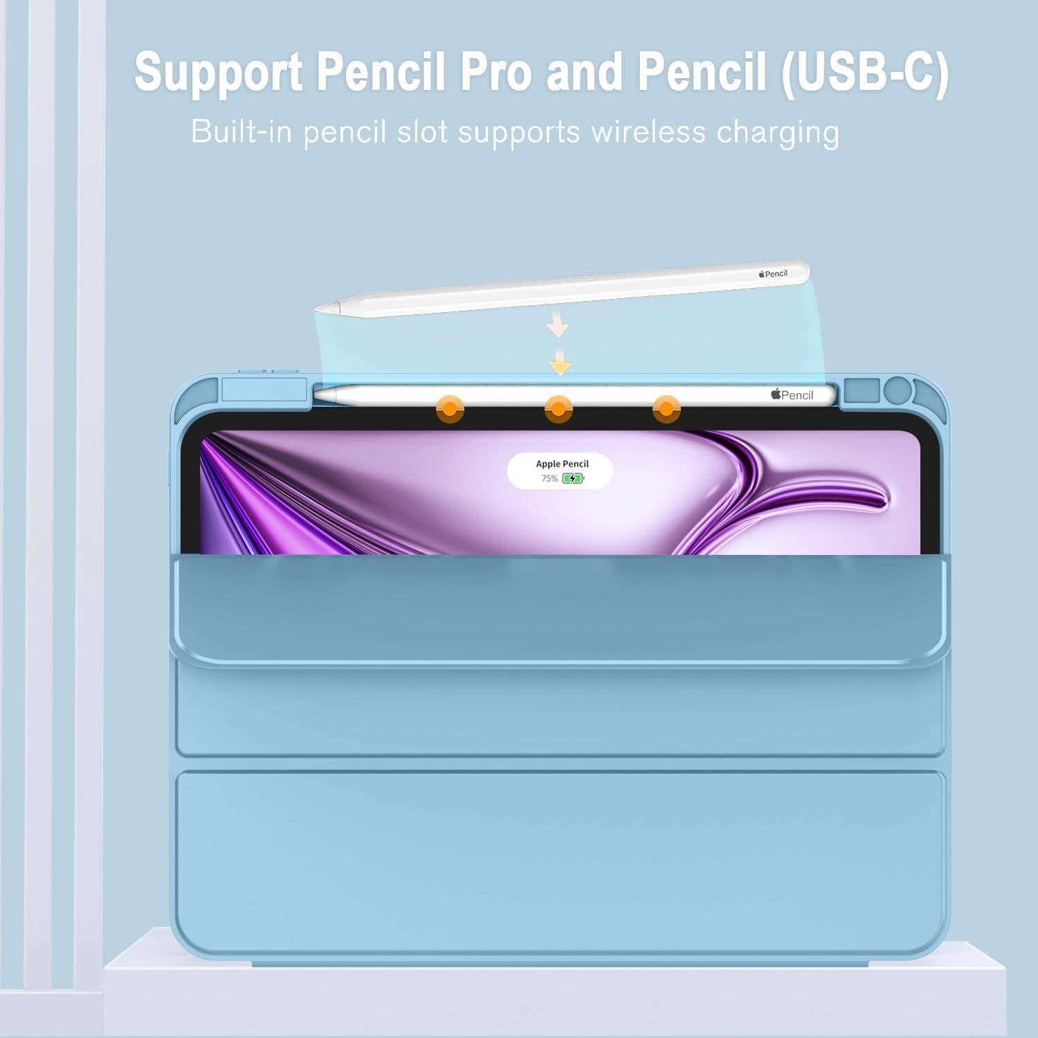 Printme for iPad Air 13 Inch Case M3 (2025), M2 (2024), iPad Pro 12.9 (2022/2021, 6th/5th/4th Gen), Trifold Stand Case, Supports Pencil, Touch ID and Auto Wake/Sleep (Dark Blue)