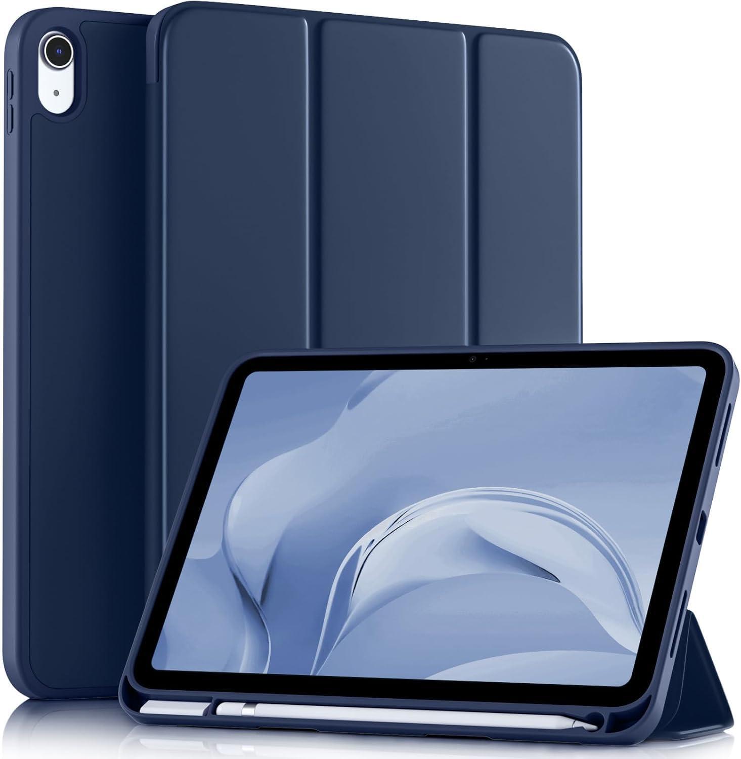 Printme Compatible with iPad (A16) 11th Generation Case 11 Inch 2025, for iPad 10th Generation Case 10.9 Inch 2022 with Pencil Holder, Slim Trifold Stand Protective Cover with Soft TPU Back (Black)