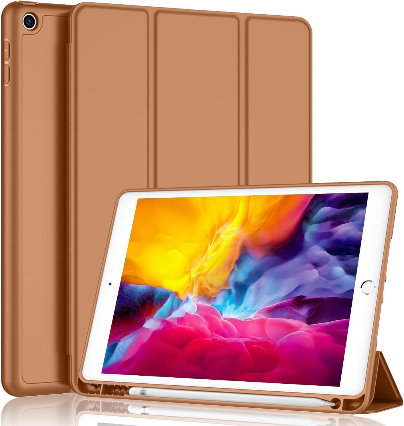 Printme Case for iPad 9th/8th/7th Generation 10.2 inch, Slim Lightweight Trifold Stand Smart Case with Pencil Holder, Auto Sleep/Wake Soft TPU Back Cover for iPad 10.2 2021/2020/2019 (Black)