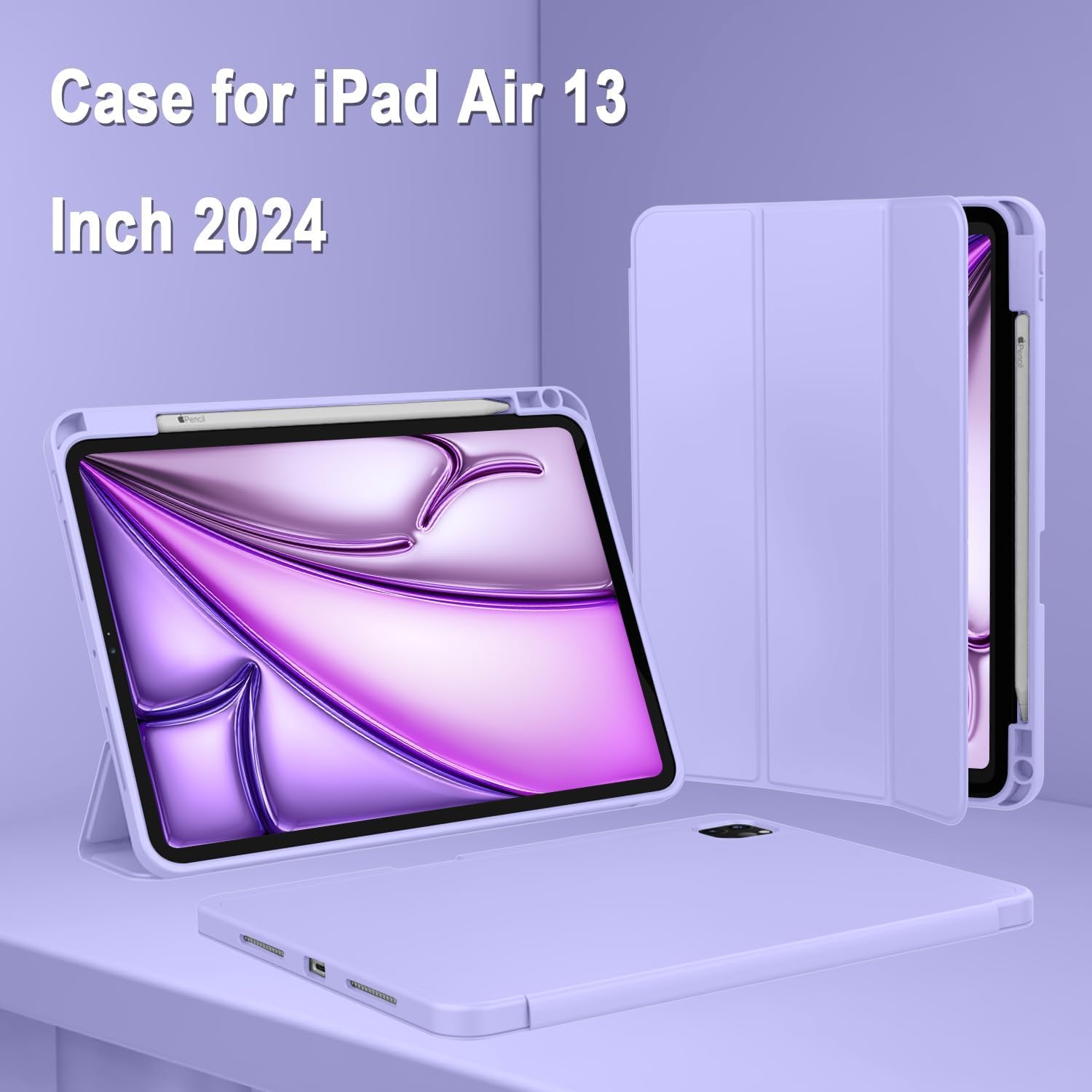 Printme for iPad Air 13 Inch Case M3 (2025), M2 (2024), iPad Pro 12.9 (2022/2021, 6th/5th/4th Gen), Trifold Stand Case, Supports Pencil, Touch ID and Auto Wake/Sleep (Dark Blue)