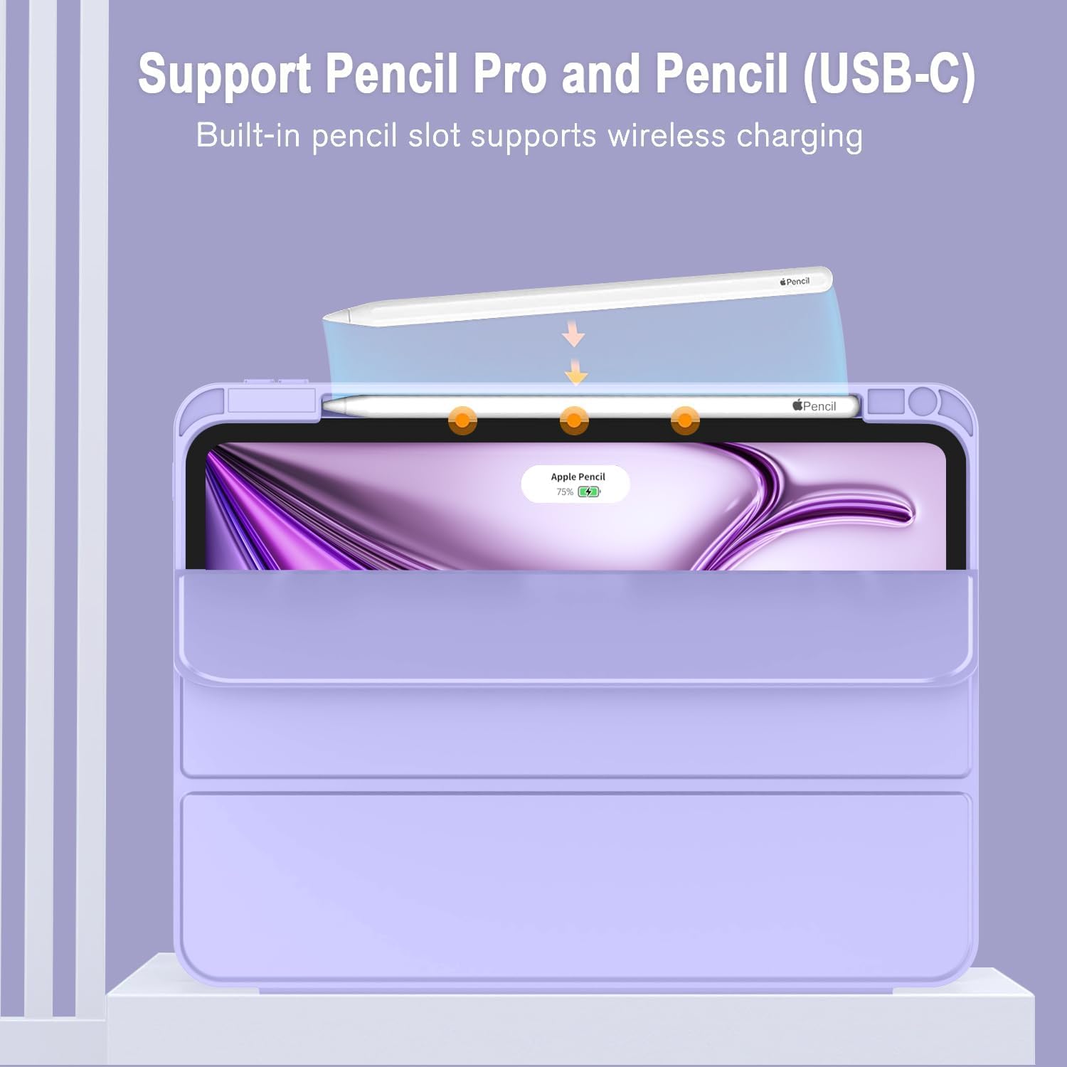 Printme for iPad Air 13 Inch Case M3 (2025), M2 (2024), iPad Pro 12.9 (2022/2021, 6th/5th/4th Gen), Trifold Stand Case, Supports Pencil, Touch ID and Auto Wake/Sleep (Dark Blue)