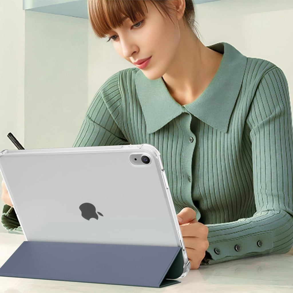 Printme Clear Case for iPad 11-Inch A16 11th Gen / 10.9" 10th Gen – Transparent TPU Back Cover with Pencil Holder, Slim Folio Trifold Stand, Auto Sleep/Wake Protective Case (2025/2022) (Black)
