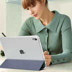 Printme Clear Case for iPad 11-Inch A16 11th Gen / 10.9" 10th Gen – Transparent TPU Back Cover with Pencil Holder, Slim Folio Trifold Stand, Auto Sleep/Wake Protective Case (2025/2022) (Black)