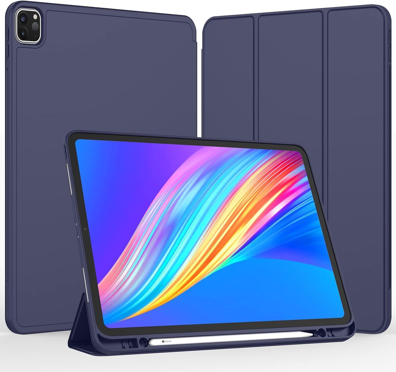 Printme for iPad Air 13 Inch Case M3 (2025), M2 (2024), iPad Pro 12.9 (2022/2021, 6th/5th/4th Gen), Trifold Stand Case, Supports Pencil, Touch ID and Auto Wake/Sleep (Dark Blue)