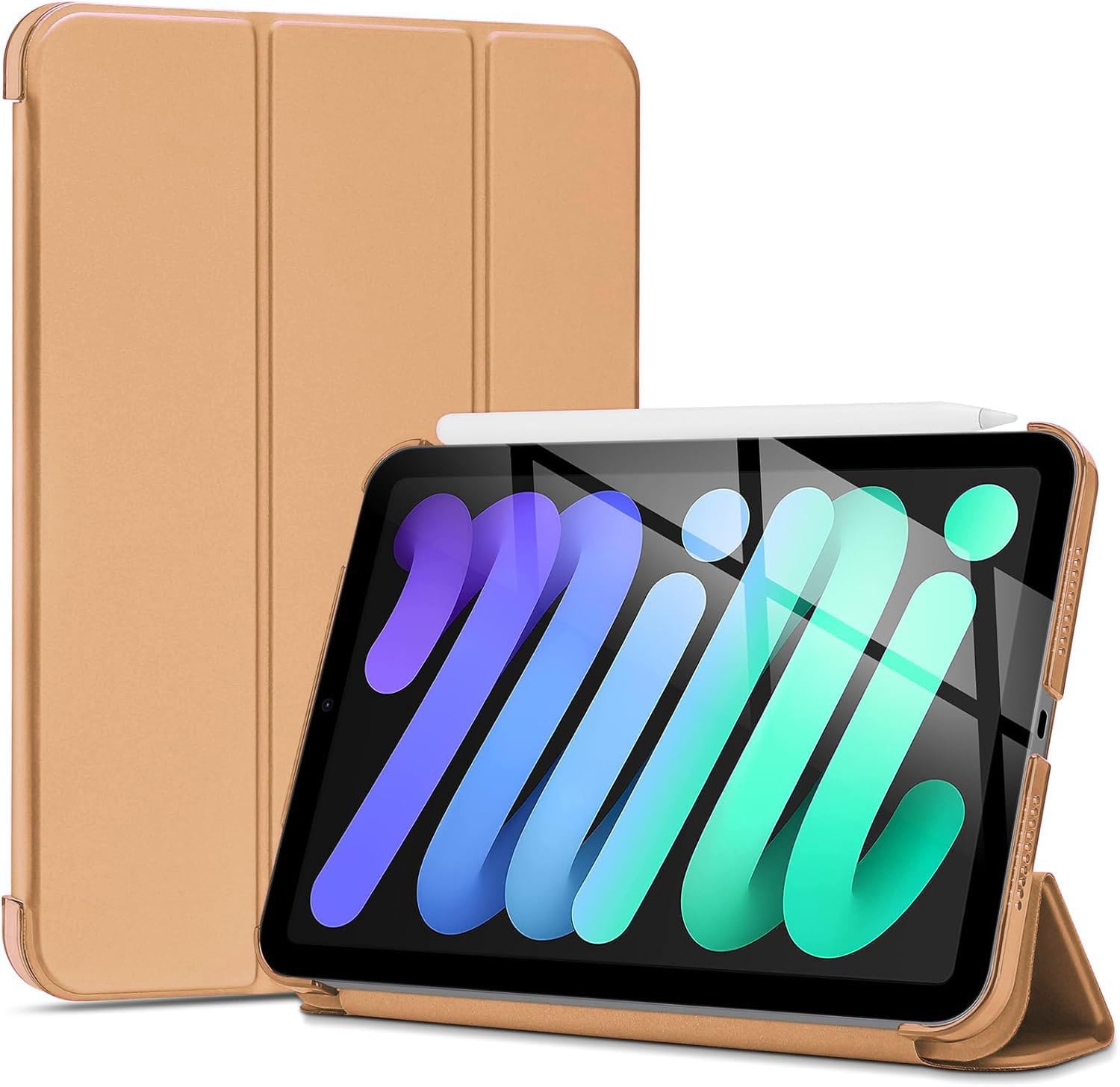Printme Case for iPad mini 7 A17 Pro 8.3-inch 2024, iPad mini 6th Generation Case, Slim Hard Back Folio Cover Support Touch ID & Apple Pencil Charging, Auto Wake/Sleep (Black)