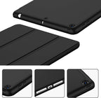 Printme Case for iPad 9th/8th/7th Generation 10.2 inch, Slim Lightweight Trifold Stand Smart Case with Pencil Holder, Auto Sleep/Wake Soft TPU Back Cover for iPad 10.2 2021/2020/2019 (Black)