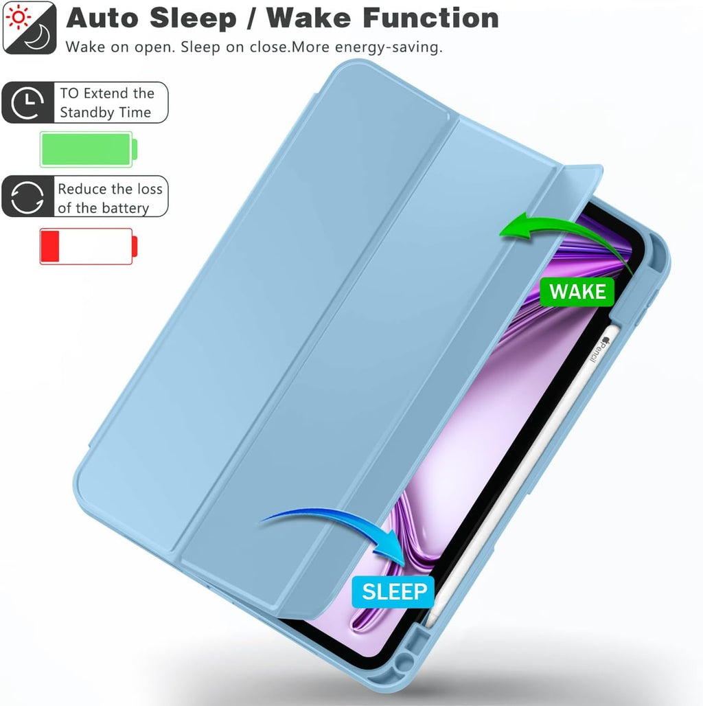Printme for iPad Air 13 Inch Case M3 (2025), M2 (2024), iPad Pro 12.9 (2022/2021, 6th/5th/4th Gen), Trifold Stand Case, Supports Pencil, Touch ID and Auto Wake/Sleep (Dark Blue)
