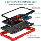 Printme for iPad Air 13 Inch Case M2 (2024), iPad Pro 12.9 (2022/2021, 6th/5th/4th Gen), Rugged Tough Armour Defender Case, Supports Pencil, Support Touch ID (Black)