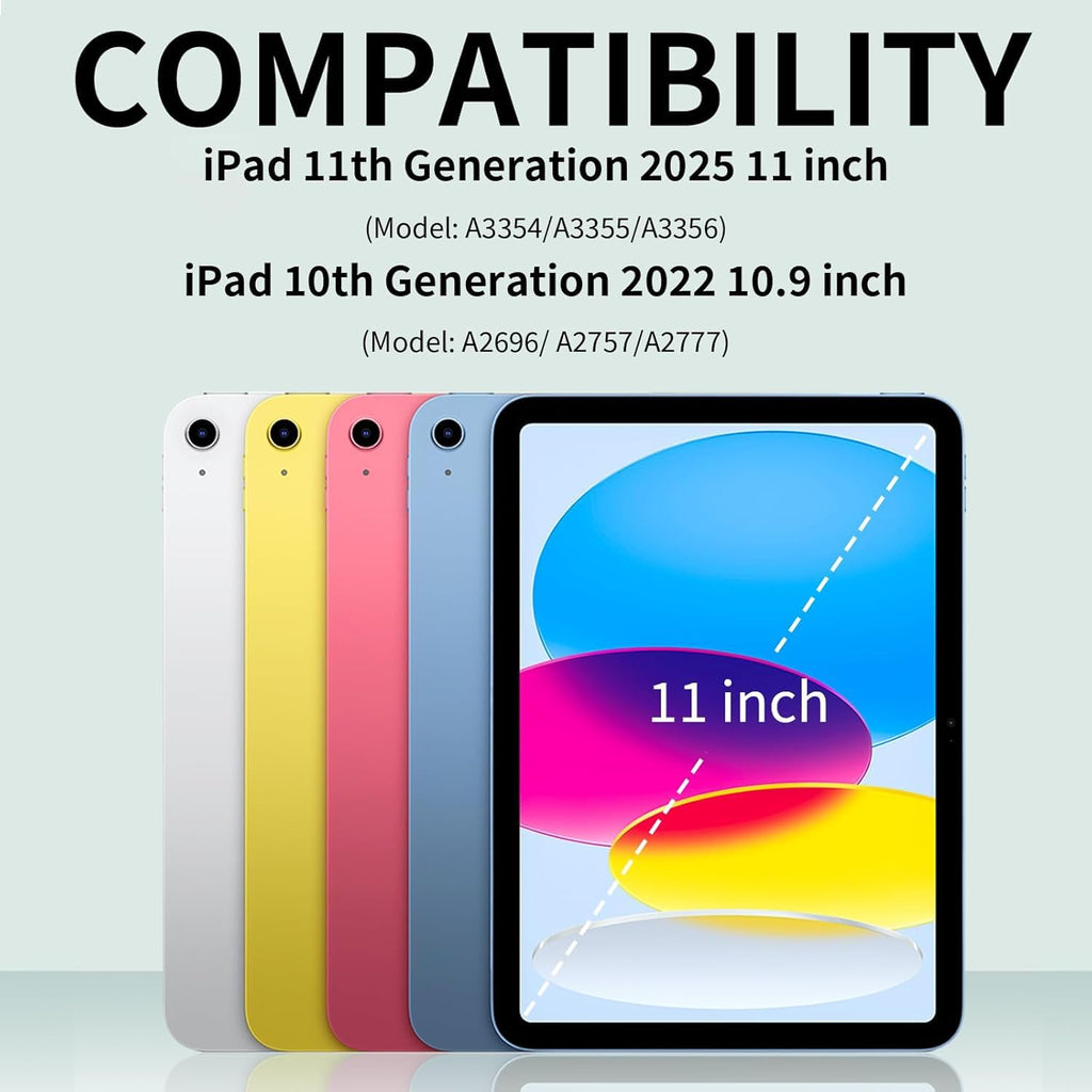 Printme Clear Case for iPad 11-Inch A16 11th Gen / 10.9" 10th Gen – Transparent TPU Back Cover with Pencil Holder, Slim Folio Trifold Stand, Auto Sleep/Wake Protective Case (2025/2022) (Black)
