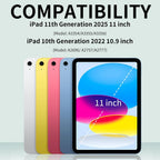 Printme Clear Case for iPad 11-Inch A16 11th Gen / 10.9" 10th Gen – Transparent TPU Back Cover with Pencil Holder, Slim Folio Trifold Stand, Auto Sleep/Wake Protective Case (2025/2022) (Black)