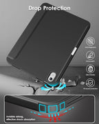 Printme Compatible with iPad (A16) 11th Generation Case 11 Inch 2025, for iPad 10th Generation Case 10.9 Inch 2022 with Pencil Holder, Slim Trifold Stand Protective Cover with Soft TPU Back (Black)