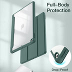Printme Case for iPad 10.2-Inch (9th/8th/7th Generation, 2021/2020/2019) with Pencil Holder, Clear Transparent Back Shell Slim Stand Shockproof Tablet Cover, Auto Wake/Sleep (Black)