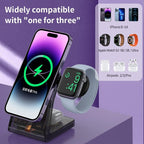 Printme 3-in-1 Magnetic Wireless Charging Station for iPhone, Apple Watch & AirPods, Fast Charging Dock with Transparent Cyber Design, Mag-Safe Compatible Charging Stand