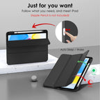Printme Compatible with iPad (A16) 11th Generation Case 11 Inch 2025, for iPad 10th Generation Case 10.9 Inch 2022 with Pencil Holder, Slim Trifold Stand Protective Cover with Soft TPU Back (Black)