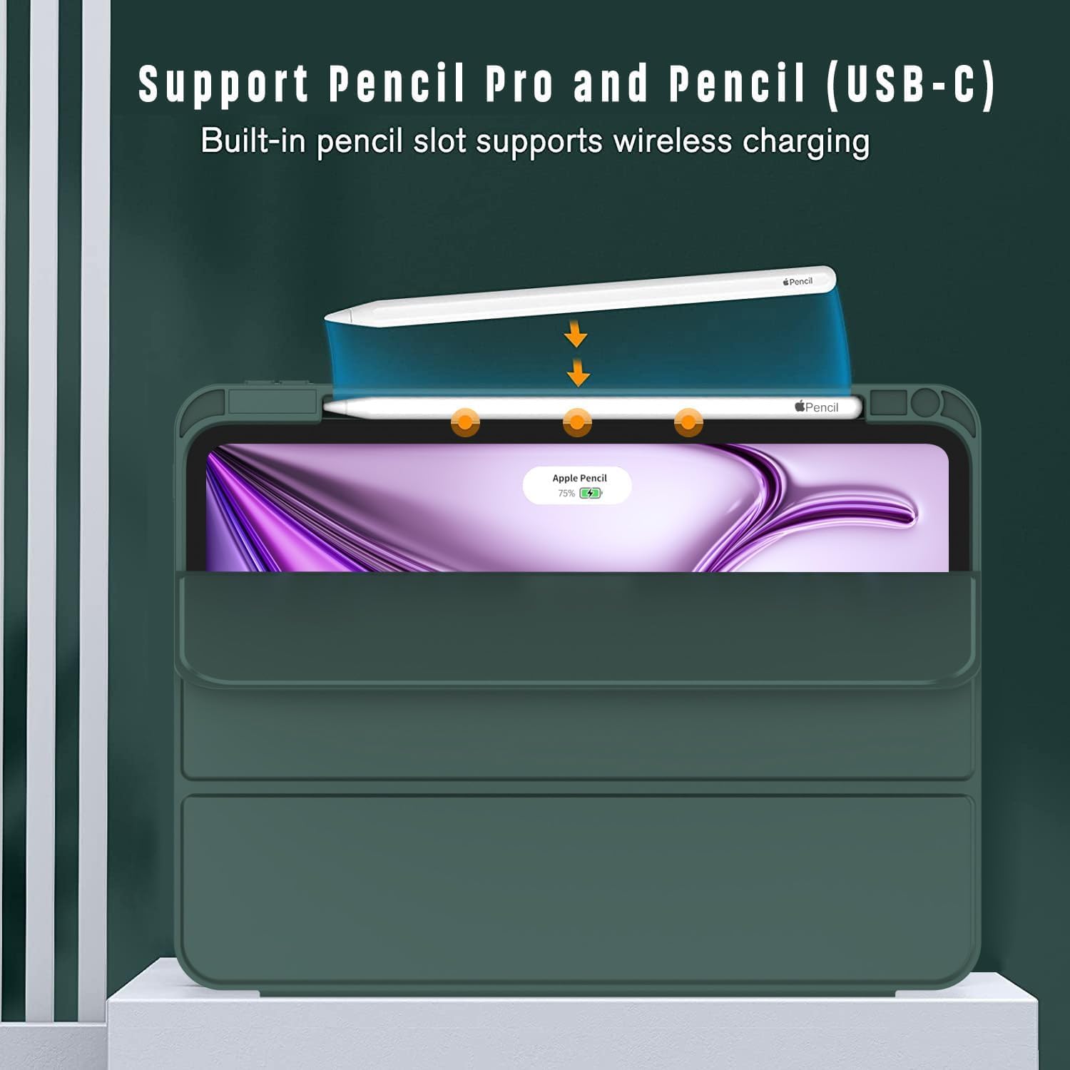 Printme for iPad Air 13 Inch Case M3 (2025), M2 (2024), iPad Pro 12.9 (2022/2021, 6th/5th/4th Gen), Trifold Stand Case, Supports Pencil, Touch ID and Auto Wake/Sleep (Dark Blue)