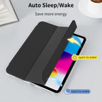 Printme Clear Case for iPad 11-Inch A16 11th Gen / 10.9" 10th Gen – Transparent TPU Back Cover with Pencil Holder, Slim Folio Trifold Stand, Auto Sleep/Wake Protective Case (2025/2022) (Black)