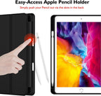 Printme Case for iPad 9th/8th/7th Generation 10.2 inch, Slim Lightweight Trifold Stand Smart Case with Pencil Holder, Auto Sleep/Wake Soft TPU Back Cover for iPad 10.2 2021/2020/2019 (Black)