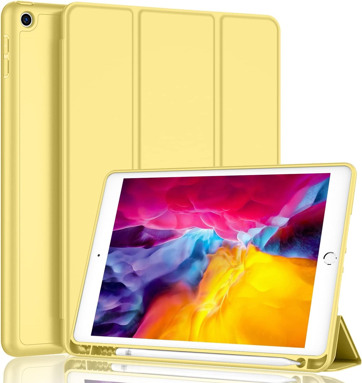 Printme Case for iPad 9th/8th/7th Generation 10.2 inch, Slim Lightweight Trifold Stand Smart Case with Pencil Holder, Auto Sleep/Wake Soft TPU Back Cover for iPad 10.2 2021/2020/2019 (Black)