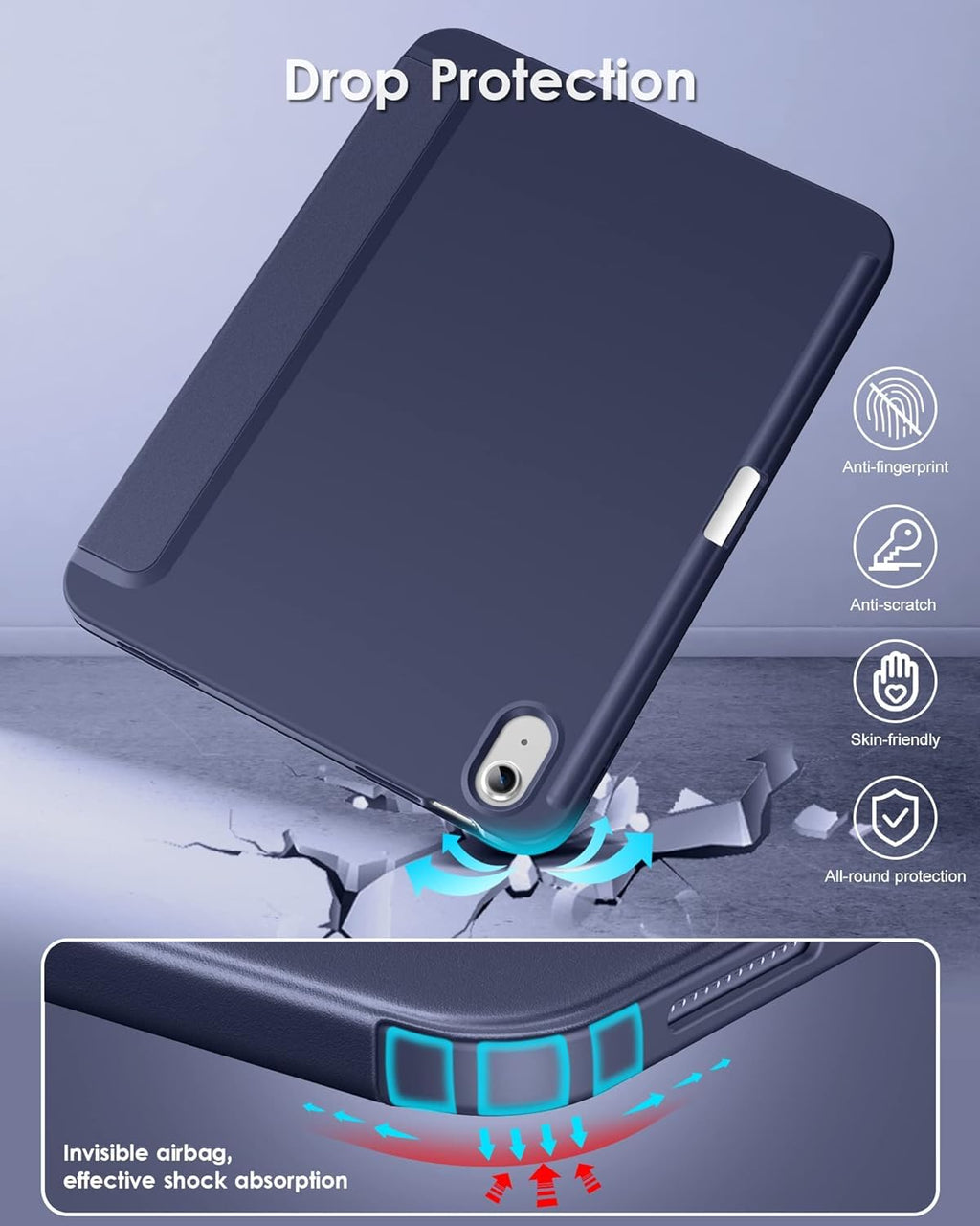 Printme Compatible with iPad (A16) 11th Generation Case 11 Inch 2025, for iPad 10th Generation Case 10.9 Inch 2022 with Pencil Holder, Slim Trifold Stand Protective Cover with Soft TPU Back (Black)
