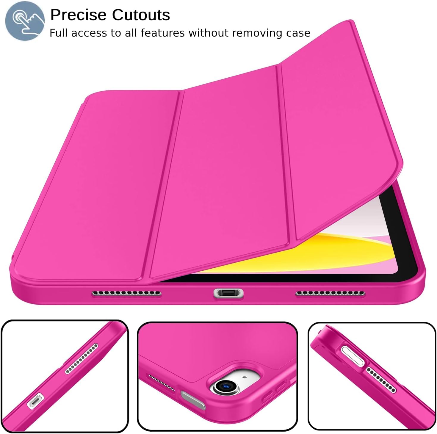 Printme Compatible with iPad (A16) 11th Generation Case 11 Inch 2025, for iPad 10th Generation Case 10.9 Inch 2022 with Pencil Holder, Slim Trifold Stand Protective Cover with Soft TPU Back (Black)