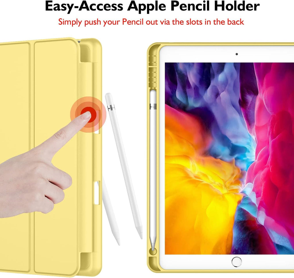 Printme Case for iPad 9th/8th/7th Generation 10.2 inch, Slim Lightweight Trifold Stand Smart Case with Pencil Holder, Auto Sleep/Wake Soft TPU Back Cover for iPad 10.2 2021/2020/2019 (Black)