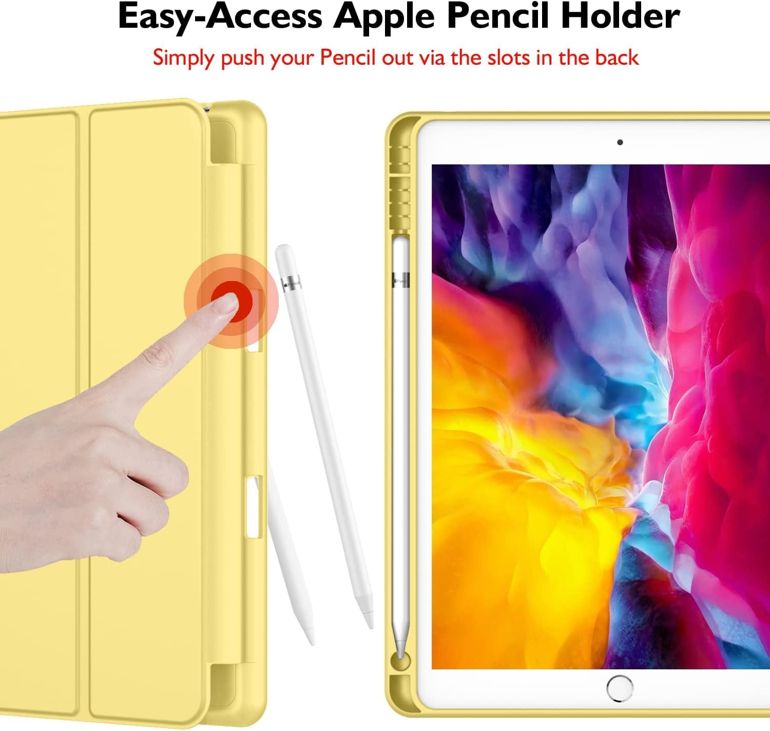 Printme Case for iPad 9th/8th/7th Generation 10.2 inch, Slim Lightweight Trifold Stand Smart Case with Pencil Holder, Auto Sleep/Wake Soft TPU Back Cover for iPad 10.2 2021/2020/2019 (Black)
