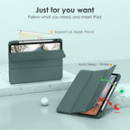 Transparent Case for iPad 10th Gen 10.9 Inch 2022 / iPad 11th Gen 11 A16 Inch 2025 | Clear Hard Back + Shockproof TPU Frame | Built-in Pencil Holder | Auto Sleep Wake Smart Flip Tablet Cover (Green)
