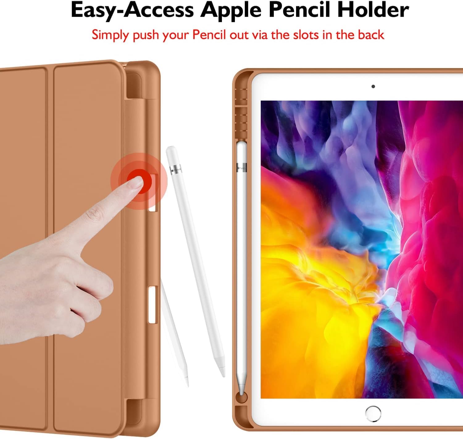 Printme Case for iPad 9th/8th/7th Generation 10.2 inch, Slim Lightweight Trifold Stand Smart Case with Pencil Holder, Auto Sleep/Wake Soft TPU Back Cover for iPad 10.2 2021/2020/2019 (Black)
