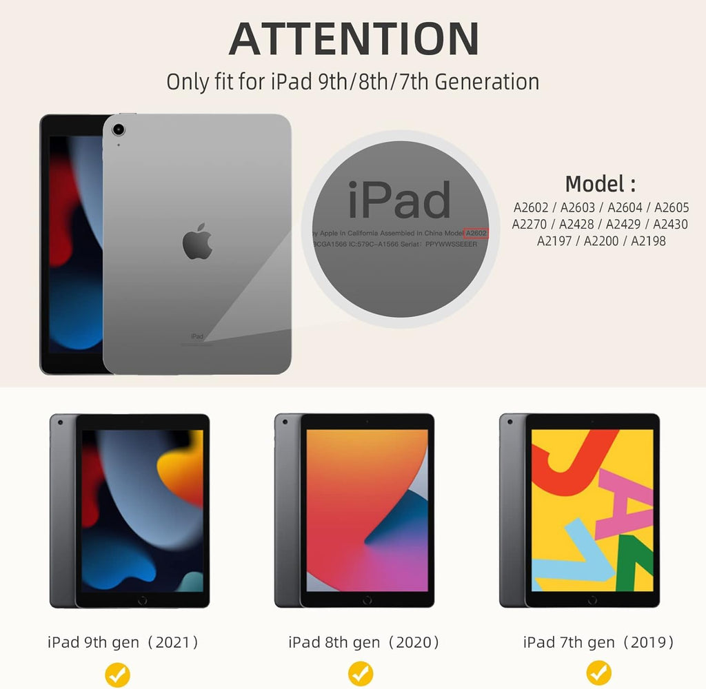 Printme Case for iPad 9th/8th/7th Generation 10.2 inch, Slim Lightweight Trifold Stand Smart Case with Pencil Holder, Auto Sleep/Wake Soft TPU Back Cover for iPad 10.2 2021/2020/2019 (Black)