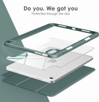 Transparent Case for iPad 10th Gen 10.9 Inch 2022 / iPad 11th Gen 11 A16 Inch 2025 | Clear Hard Back + Shockproof TPU Frame | Built-in Pencil Holder | Auto Sleep Wake Smart Flip Tablet Cover (Green)