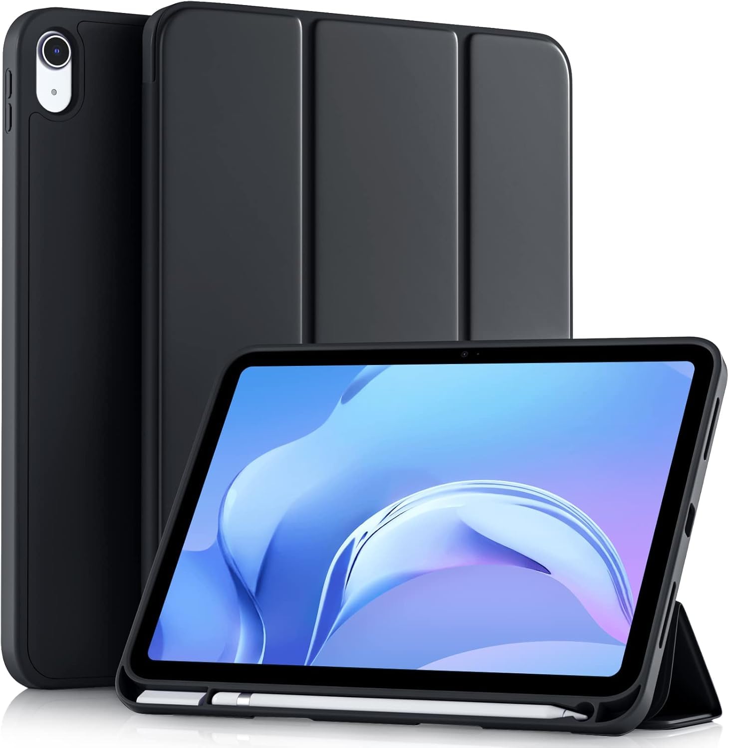 Printme Case for iPad mini 7 A17 Pro 8.3-inch 2024, iPad mini 6th Generation Case, Slim Hard Back Folio Cover Support Touch ID & Apple Pencil Charging, Auto Wake/Sleep (Black)