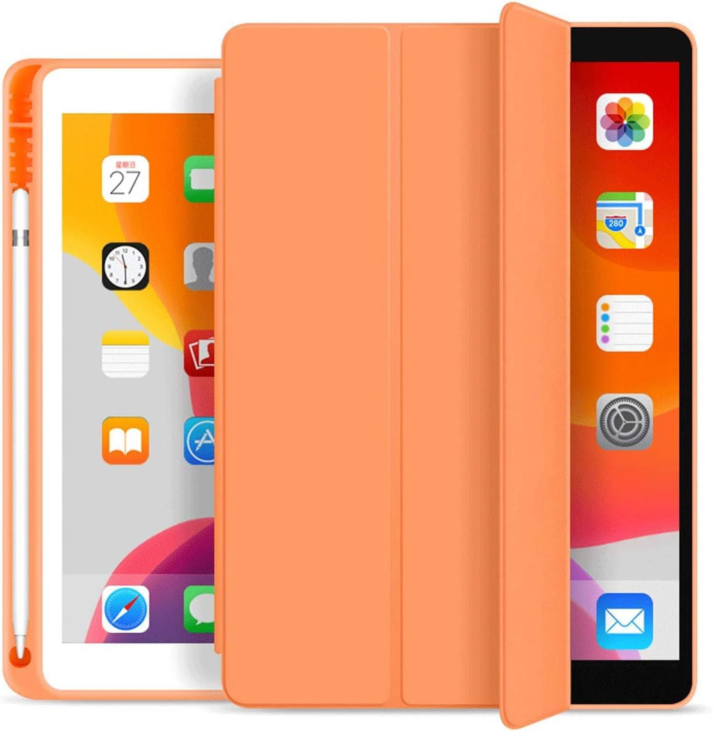 Printme Case for iPad 9th/8th/7th Generation 10.2 inch, Slim Lightweight Trifold Stand Smart Case with Pencil Holder, Auto Sleep/Wake Soft TPU Back Cover for iPad 10.2 2021/2020/2019 (Black)