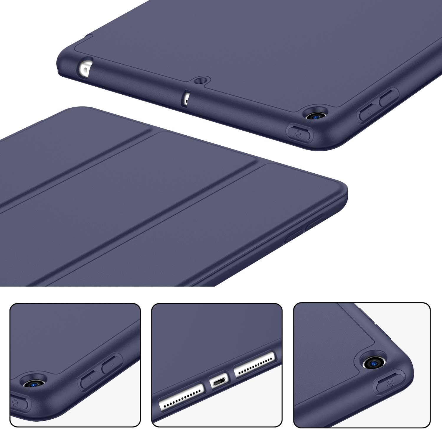Printme Case for iPad 9th/8th/7th Generation 10.2 inch, Slim Lightweight Trifold Stand Smart Case with Pencil Holder, Auto Sleep/Wake Soft TPU Back Cover for iPad 10.2 2021/2020/2019 (Black)