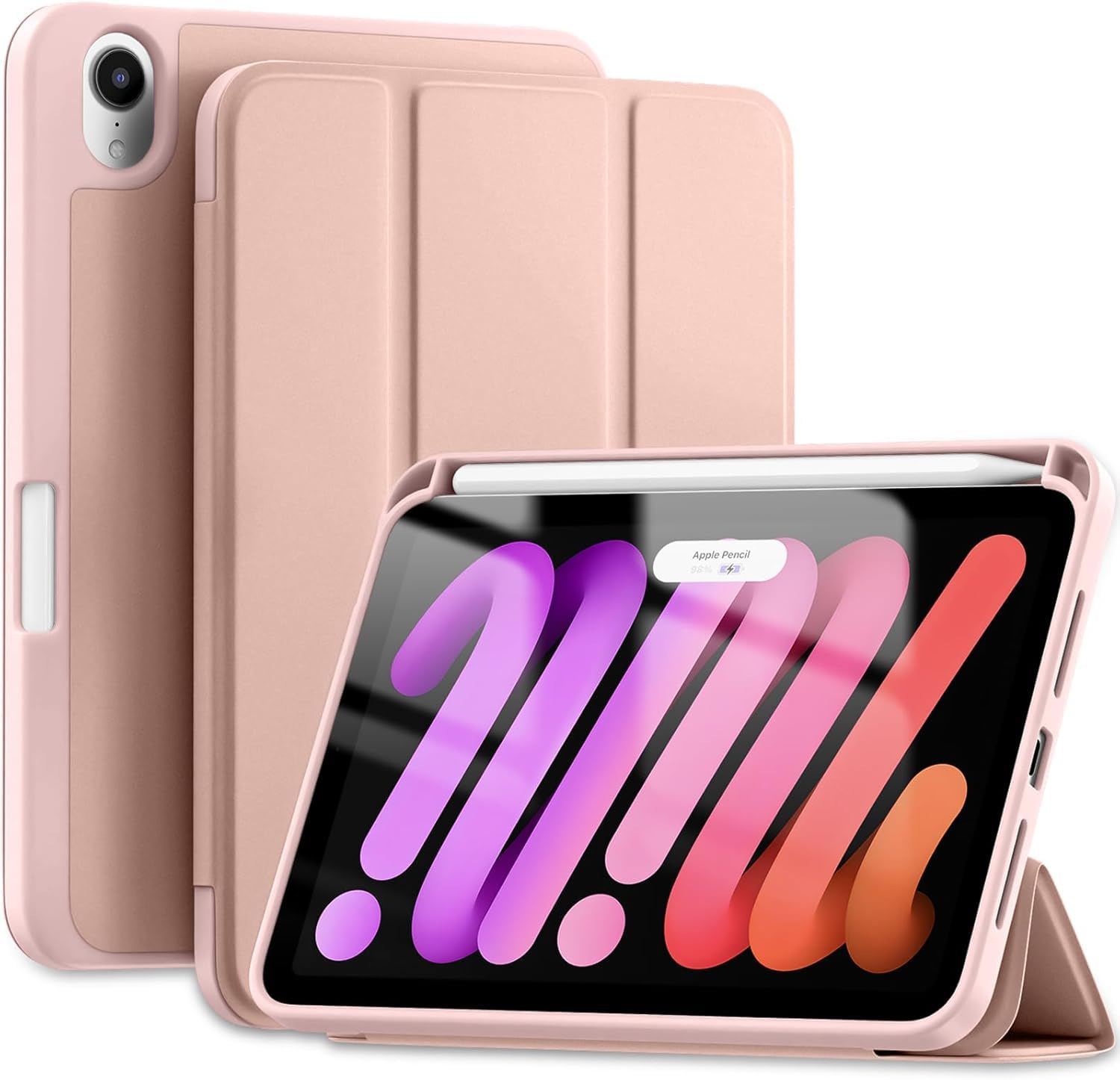 Printme Case for iPad mini 7 A17 Pro 8.3-inch 2024, iPad mini 6th Generation Case, Slim Hard Back Folio Cover Support Touch ID & Apple Pencil Charging, Auto Wake/Sleep (Black)