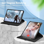 Printme Rotating Case for iPad A16 11th Generation (2025), iPad 10th Generation 10.9 inch (2022) - 360 Degree Rotating Protective Stand Cover with Auto Sleep/Wake, Black