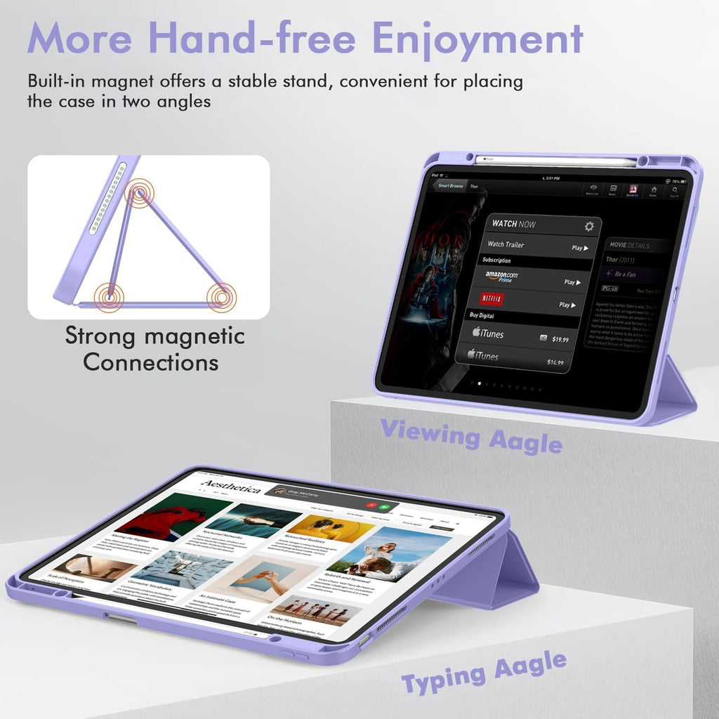 Printme for iPad Air 13 Inch Case M3 (2025), M2 (2024), iPad Pro 12.9 (2022/2021, 6th/5th/4th Gen), Trifold Stand Case, Supports Pencil, Touch ID and Auto Wake/Sleep (Dark Blue)