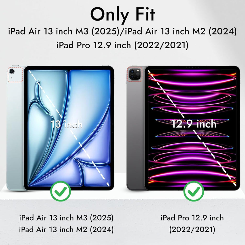 Printme for iPad Air 13 Inch Case M3 (2025), M2 (2024), iPad Pro 12.9 (2022/2021, 6th/5th/4th Gen), Trifold Stand Case, Supports Pencil, Touch ID and Auto Wake/Sleep (Dark Blue)