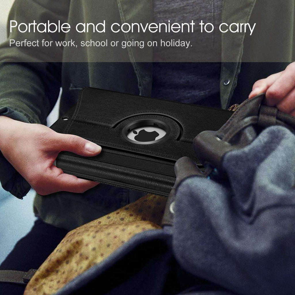 Printme Rotating Case for iPad 9th Generation (2021) / 8th Generation (2020) / 7th Gen (2019) 10.2 Inch - 360 Degree Rotating Stand Cover, Auto Wake Sleep, Black