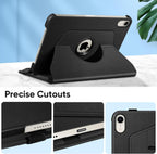 Printme Rotating Case for iPad A16 11th Generation (2025), iPad 10th Generation 10.9 inch (2022) - 360 Degree Rotating Protective Stand Cover with Auto Sleep/Wake, Black