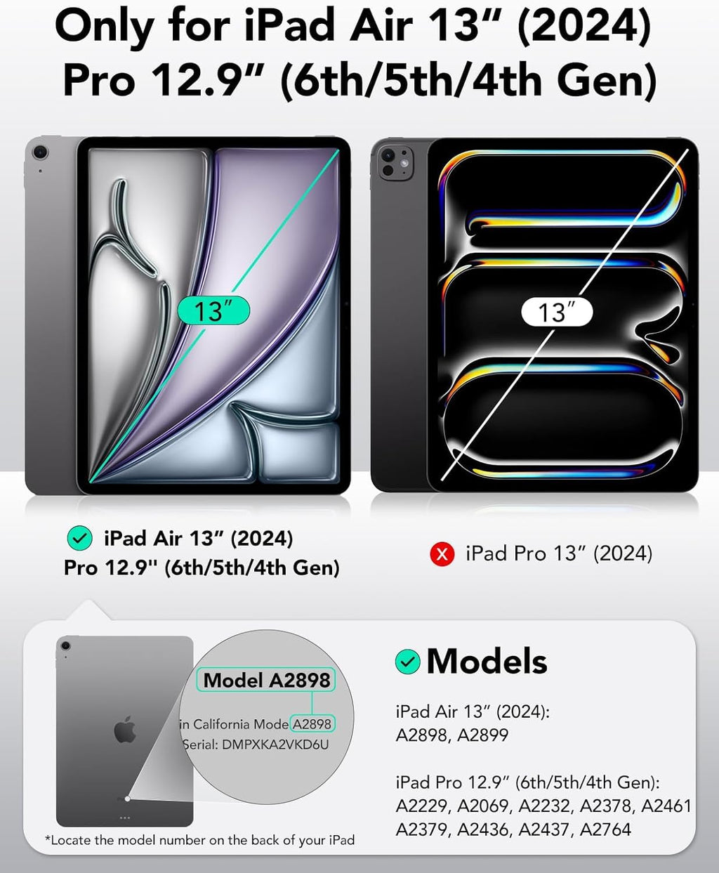 Printme for iPad Air 13 Inch Case M3 (2025), M2 (2024), iPad Pro 12.9 (2022/2021, 6th/5th/4th Gen), Trifold Stand Case, Supports Pencil, Touch ID and Auto Wake/Sleep (Dark Blue)